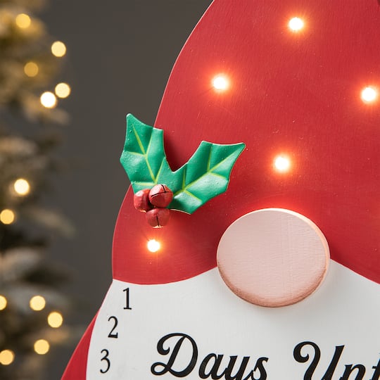 Glitzhome® 15'' Lighted Wooden Christmas Gnome Countdown Calendar